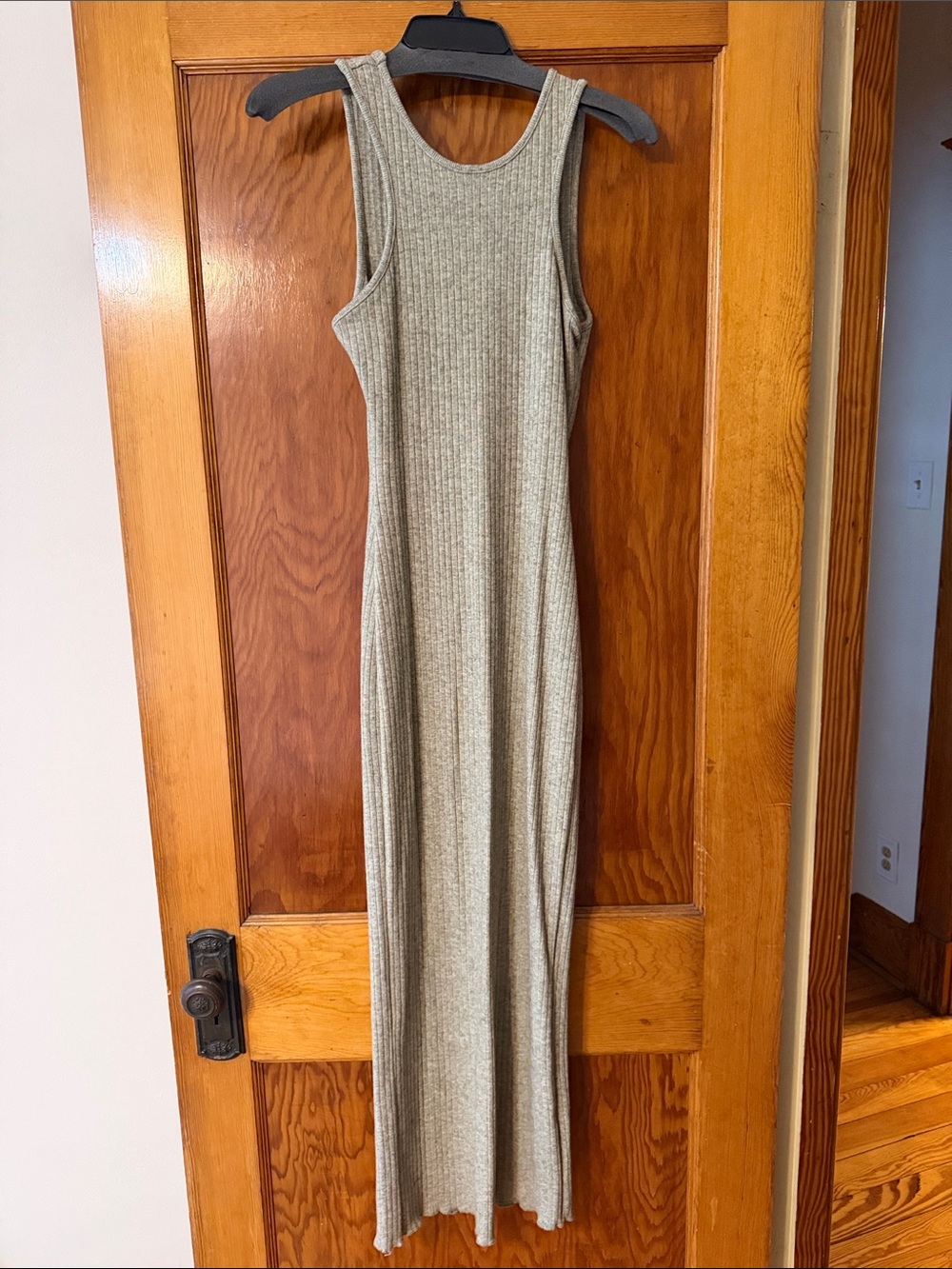 The Native One Ribbed bodycon Maxi Dress in Olive